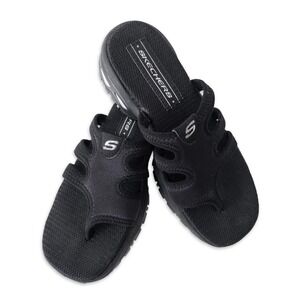 Skechers Thong Sandals Womens 9 Black Chunky Platform Sporty Strappy Jammers